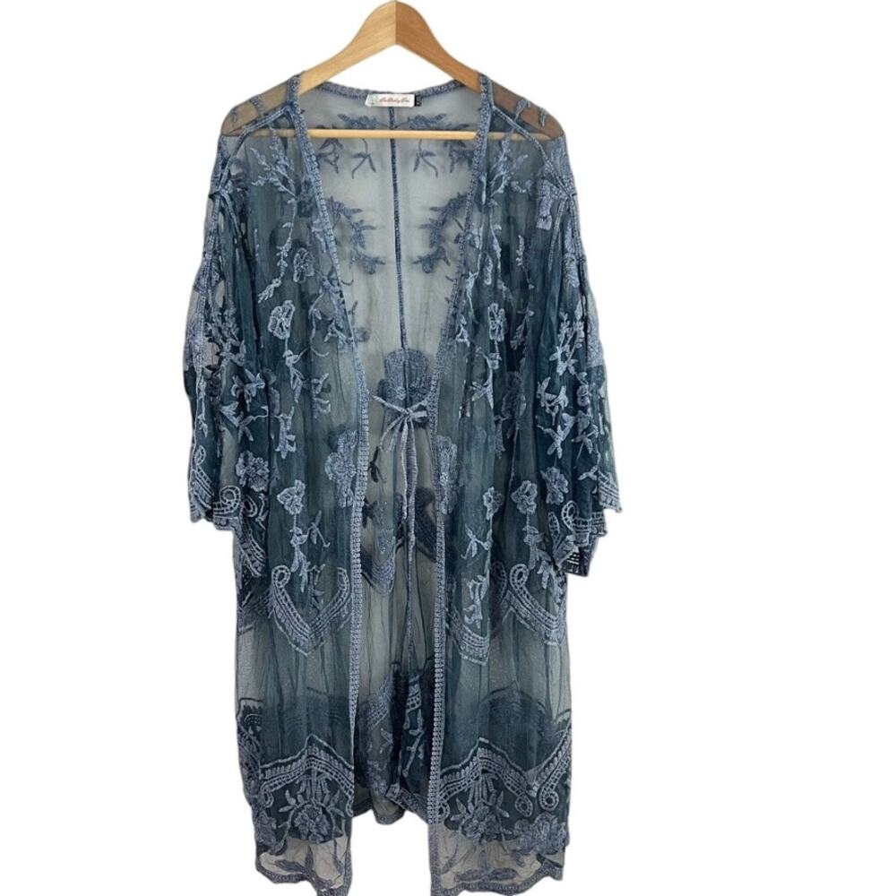 The‎ Shabby Tree Lace Sheer Kimono Short Sleeve Women Size Plus Whismigoth Boho